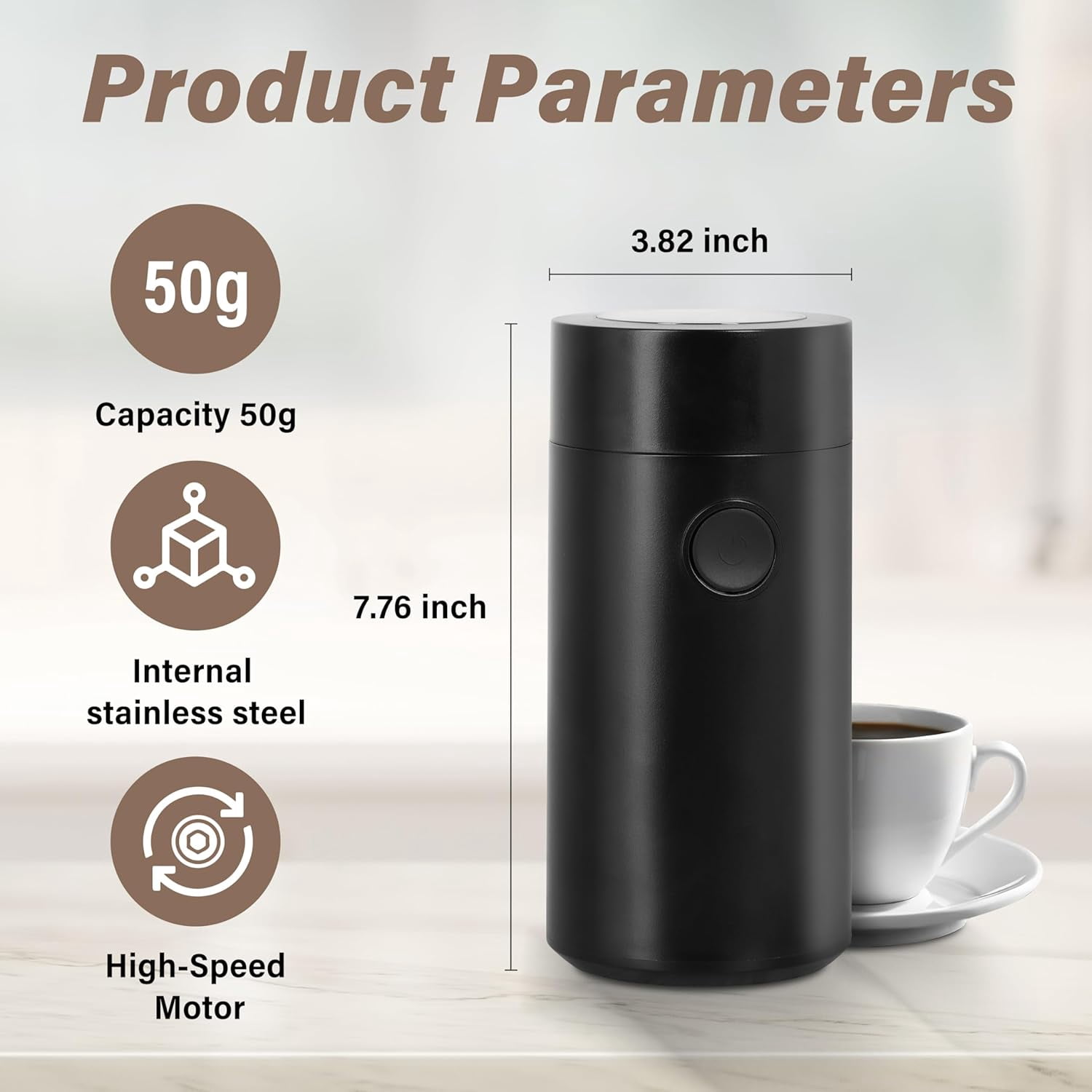 YSSOA Electric Coffee Grinder for Home, Coffee Bean & Spice Grinder, One-Touch Control, Stainless Steel