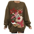 thumbnail image 2 of Chandail en Molleton de Noël pour Femmes Veste Mi-Longue Cardigan à Manches Longues Col Rond Pull Chaud Imprimé Mode pour les Fêtes, 2 of 7