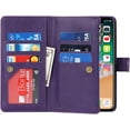 thumbnail image 5 of iPhone Xs Phone Case Wallet for Women Men with Credit Card Holder, iPhone X Crossbody Case with Strap Shoulder Lanyard, Zipper Pocket PU Leather Cases for iPhone Xs,5.8 Inch Purple, 5 of 18