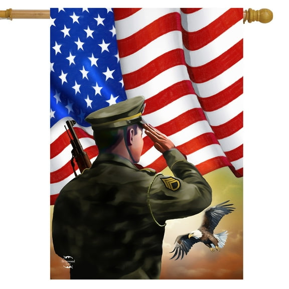 Briarwood Lane Saluting Soldier House Flag