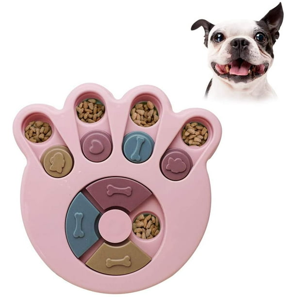 Jigsaw Paw Print Dog Food Dispenser Toy Dog IQ Training Toy to Improve IQ Pink 1PCS