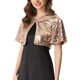 thumbnail image 4 of CHAQUETA BOLERO CON LENTEJUELAS INSPIRADA CHIC PARA MUJERES, MANGAS ACAMPANADAS, CROP, CHAQUETAS BRILLANTES EN GLITTER, TALLA 3XL, ORO ROSADO, 4 of 6