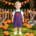 thumbnail image 6 of Unisex kids Corduroy Short Overalls, Pumpkin Felt Appliques Sleeveless Dungarees with Pockets, Comfort Baby Outfit for First Halloween Photoshoots and Pumpkin Patch Visits for 1-7 Years, 6 of 7