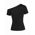 thumbnail image 2 of Tee-Shirt Asymétrique Uni pour Femmes Manches Courtes Décontractées, 2 of 5
