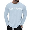 thumbnail image 1 of AMERTEER T-Shirt Blouse Homme Automne Décontracté à Imprimé de Lettres Manches Longues Col Rond Hauts T-Shirt, 1 of 5