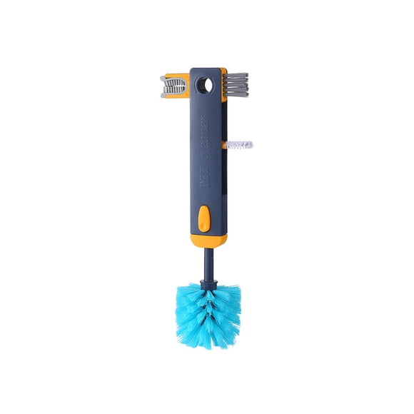 Inteprter Herramientas de limpieza de ranuras para huecos de botellas 4 en 1, cepillo de taza, accesorio Universal estrecho para cuenco de bebé Suministros de limpieza para el hogar Azul