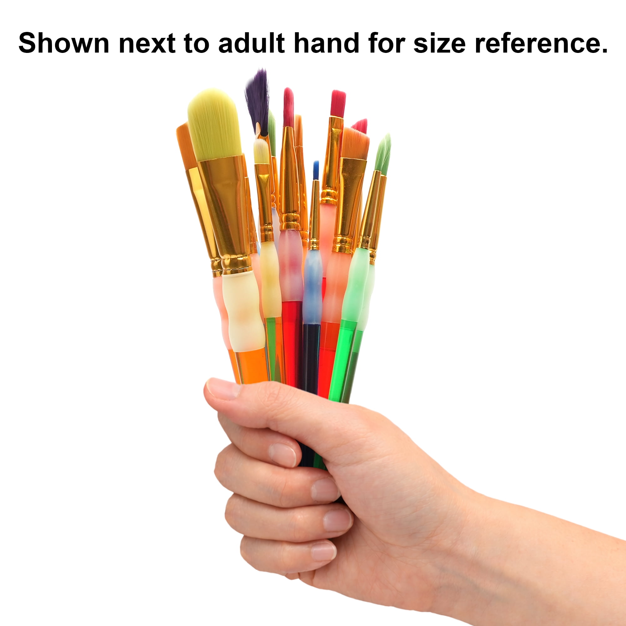 Hello Hobby Synthetic Bristle Art Brush Set with Easy-Grip Handles, 15 Pieces