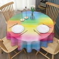 thumbnail image 3 of Colorful Watercolor Stripe Pattern Round Tablecloth 60"x60",Wrinkle Wipeable Table Cloth for Kitchen Dining Room Picnic Patio Party, 3 of 6