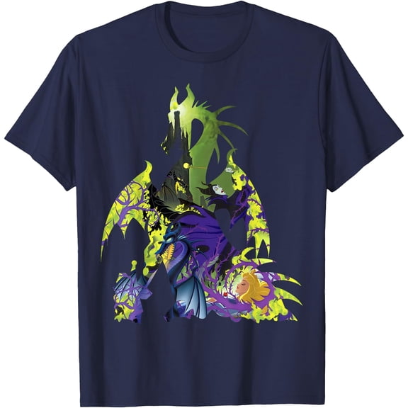 Sleeping Beauty Maleficent Dragon Silhouette DTG Print Unisex T-Shirt
