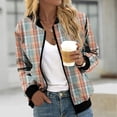thumbnail image 2 of Winter Savings Clearance! Lindreshi Fall Jackets for Women Quilted Women's Casual Temperament Fashion Stand Collar with Pocket Zipper Jacket Printed Long Sleeve Casual Jacket, 2 of 4