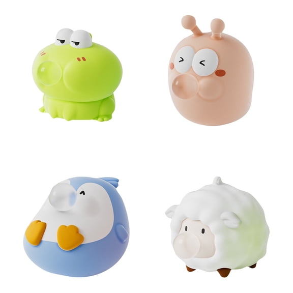 Set of 4 Cute Animal Stress Relief Spongy Toys Frog, Snail, Penguin, Sheep Soft, Durable, Fun for All Ages