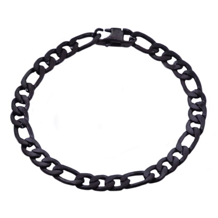 Arista Rose and Gold Plated Stainless Steel Figaro Link Chain Men's Bracelet, 8.5"