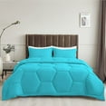 thumbnail image 2 of 1 Piece Honeycomb Design Comforter, 800 TC, 100% Egyptian Cotton, Oversized Super King Size Turquoise Blue Solid, 2 of 5