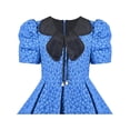 thumbnail image 6 of Girls Dress Blue Floral Bow Tie Black Collar Short Sleeve Pleated Party 4 Years, 6 of 8