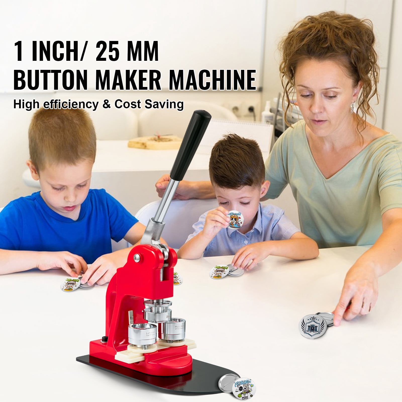 KFFKFF Button Making Machine Badge Pin Machine 1 Inch 25mm 500 Free Parts Press Kit