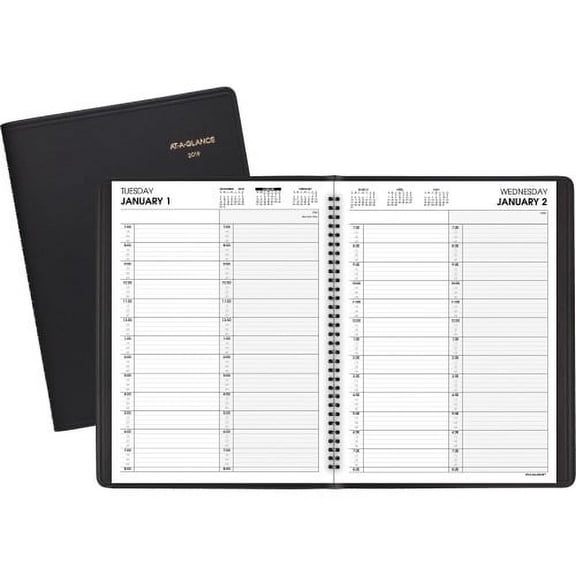 At-A-Glance Two-Person Daily Appointment Book Julian Dates - Daily - 1 Year - January 2022 till December 2022 - 7:00 AM to 8:00 PM - Quarter-hourly - 1 Day Single Page Layout - 8" x 10 7/8" Sheet Size