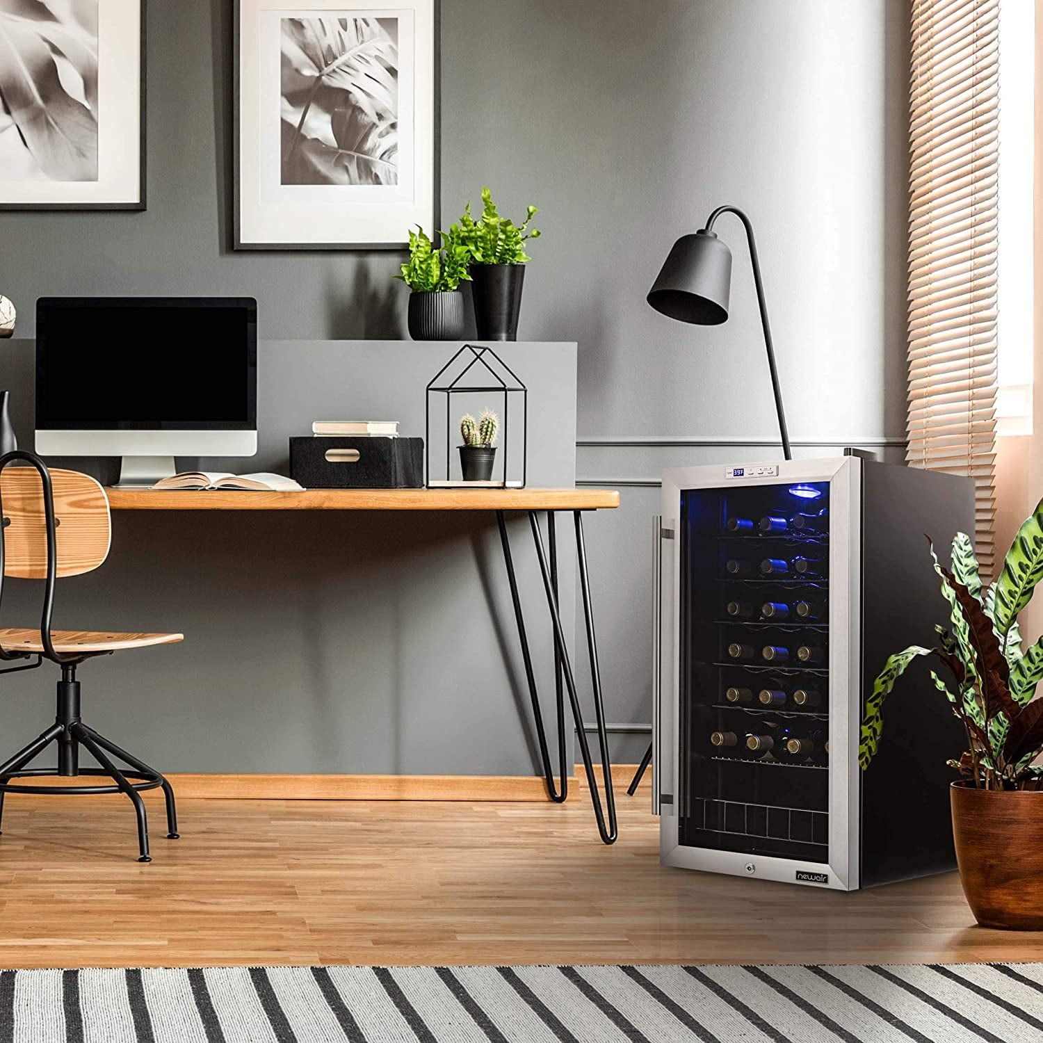Restored Newair AWC-270E-RB Freestanding Wine Fridge, 27 Bottles, Stainless Steel (Refurbished)