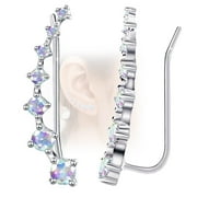 EVELYNI Sterling Silver Cartilage Earring for Women Ear Cuffs Climber Earrings with White Colorful Cubic Zirconia CZ Hypoallergenic Piercing Jewelry Birthday Gifts