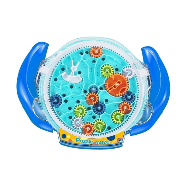 Juguete laberinto de rompecabezas 3D portátil para desarrollar la motricidad fina y el equilibrio de los niños. azul