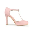 thumbnail image 3 of BLISSFUL STEP Women's Shoes Round Toe Stiletto Heel T-Strap Sandals Pink 6.5, 3 of 8