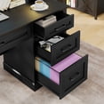 thumbnail image 4 of Vabches Farmhouse Wood 47" Executive Desk, Home Office Computer Desk with Charging Station and File Drawer, 4 of 7