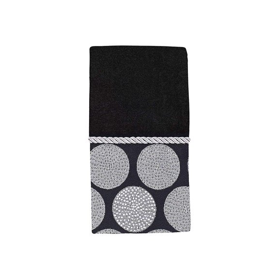 Dotted Circles Embroidered Fingertip Towel - Black