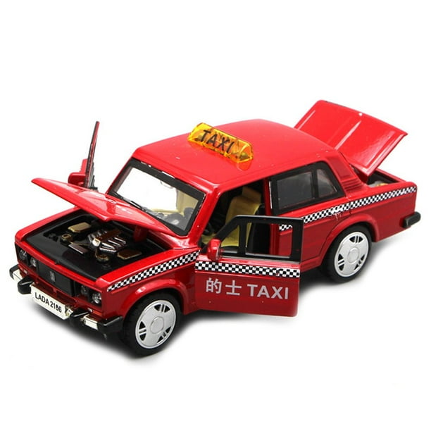 1/32 Alloy Taxi Car Model Pull Back LED Music Table Ornament Kids