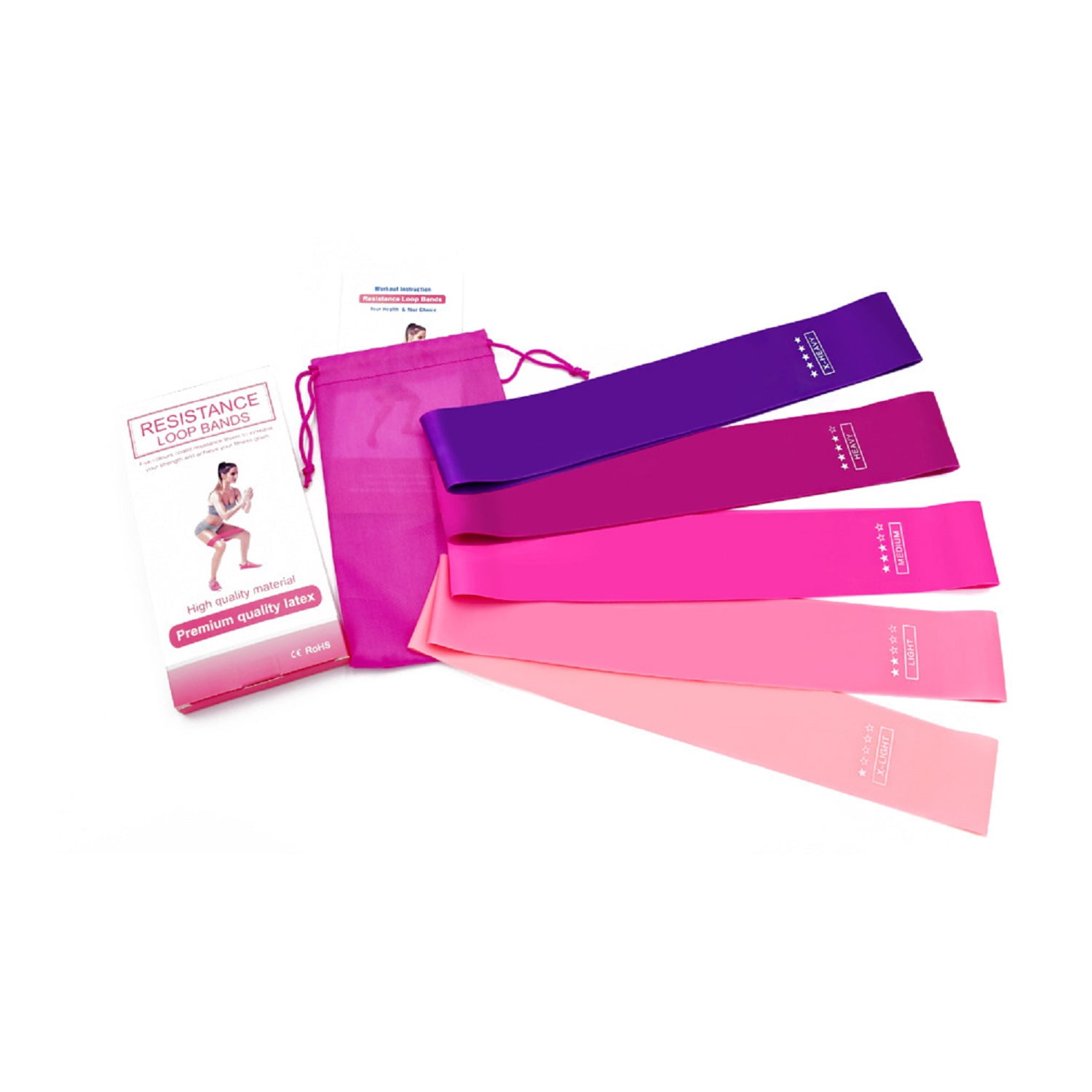 ZAXARRA 5 Pcs Fitness Resistance Band Power Gym Exercise Workout Yoga Pilates