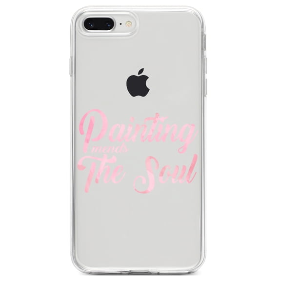 DistinctInk Clear Shockproof Hybrid Case for iPhone 7 PLUS / 8 PLUS (5.5" Screen) TPU Bumper Acrylic Back Tempered Glass Screen Protector - Painting Mends the Soul
