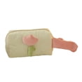 thumbnail image 4 of Bolsa de maquillaje de tulipanes, bolsa de aseo multifunción, bolsa de almacenamiento única con cremallera, bolsa de viaje para baño, estuche de Mango lateral beige, 4 of 9