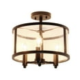 thumbnail image 3 of Elegant Designs 13" Iron and Glass 3-Light Traditional Farmhouse Semi Flush Mount, Black, 3 of 7