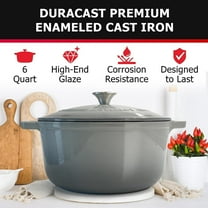6 Quart Enameled Cast Iron Dutch Oven with Lid and Knob, Safe for All Cooktops