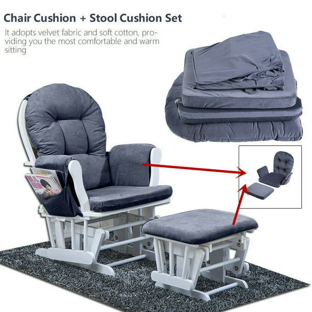Ebtools Washable Cushion Set For, Gray Rocking Chair Cushions For Nursery