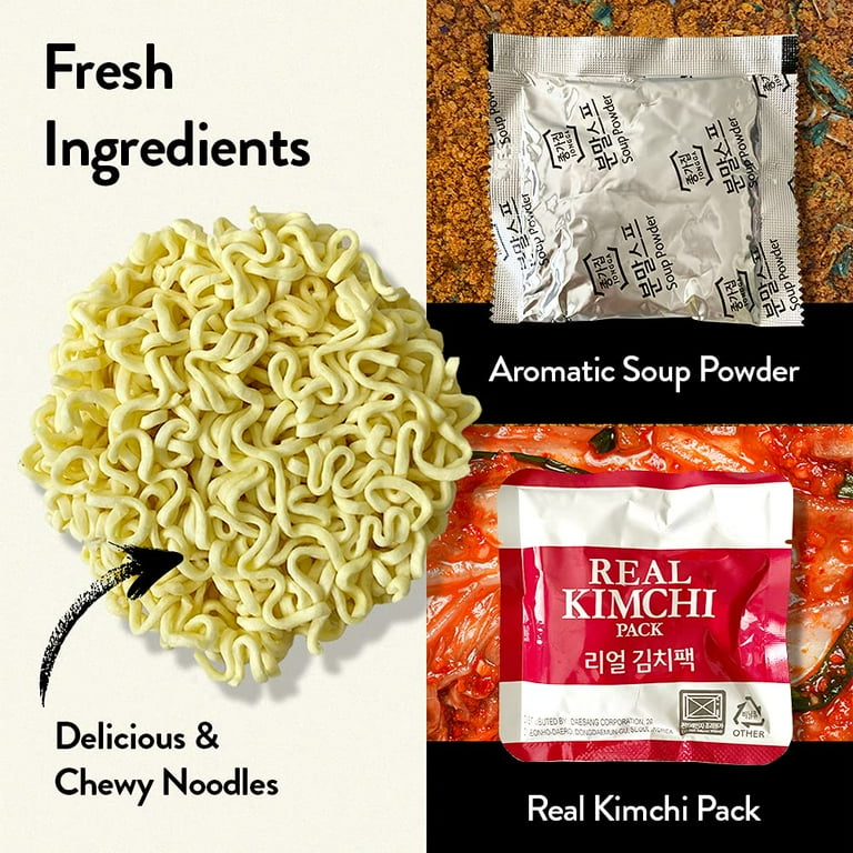 Jongga Korean Kimchi Ramen Bowl with Real Kimchi, Pack of 6, 4.93