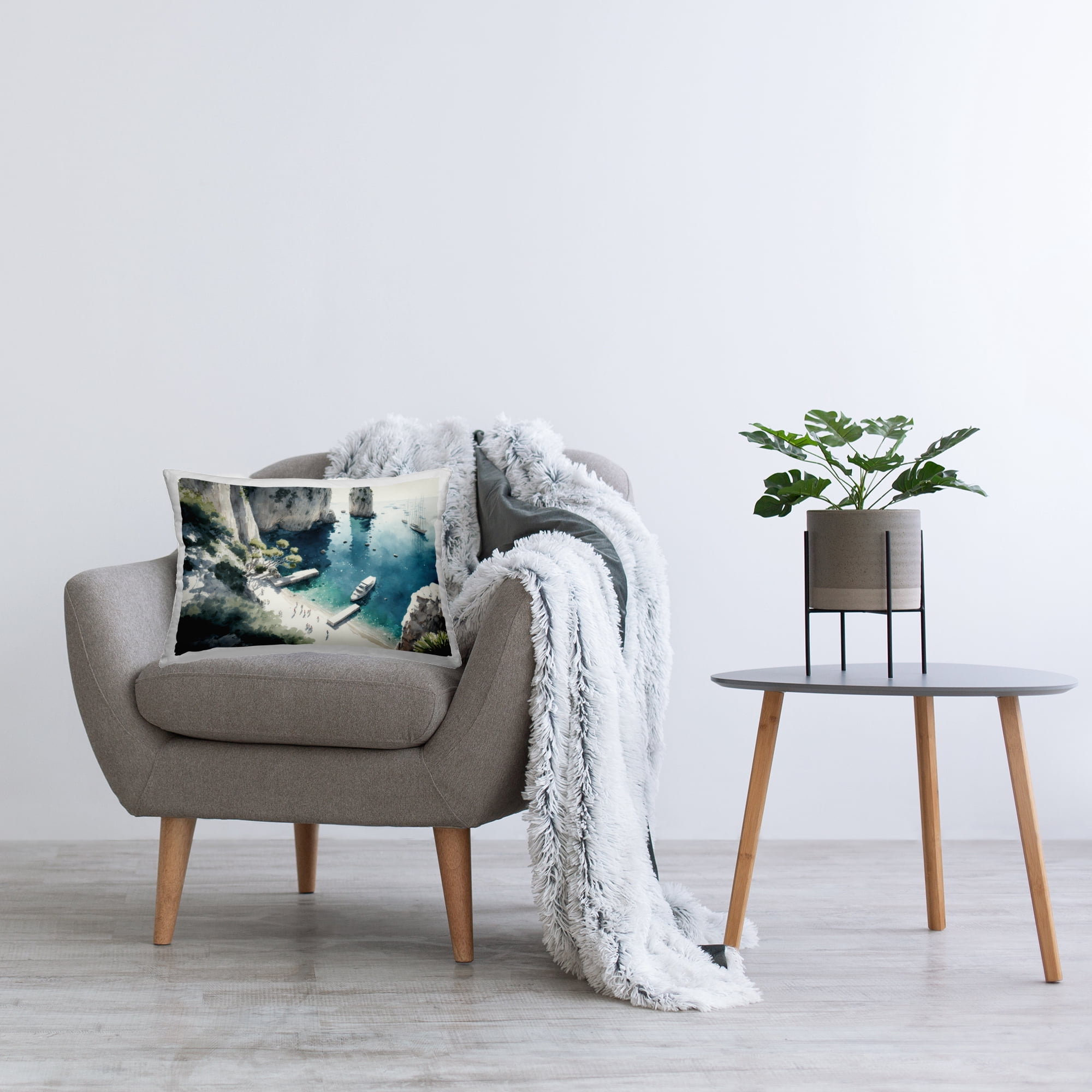 Stupell Industries Boats on Rocky Shore Decorative Printed Throw Pillow Design by Svetlana Aleynikova.