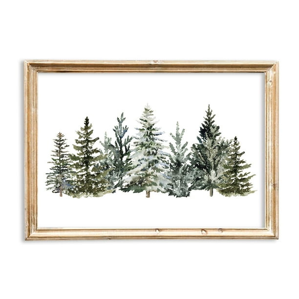 Lámina mural JarthenaAMCS Christmas Snowy Pinos, 30 x 40 cm