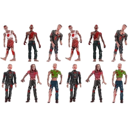 Zerodeko 12 PCS Toy Zombie Action Figures with Movable and Detachable Joints, Mini Zombie Figurines, Bloody Zombie Models for Presents, Decoration, and Party Favors