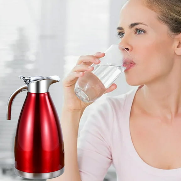 kkbbma under $5 Stainless Steel Thermos, 1.5L Stainless Steel Thermal Carafe, Double Wall Vacuum Insulated Coffee Tea Pot, Hot Cold Beverage Dispenser Server