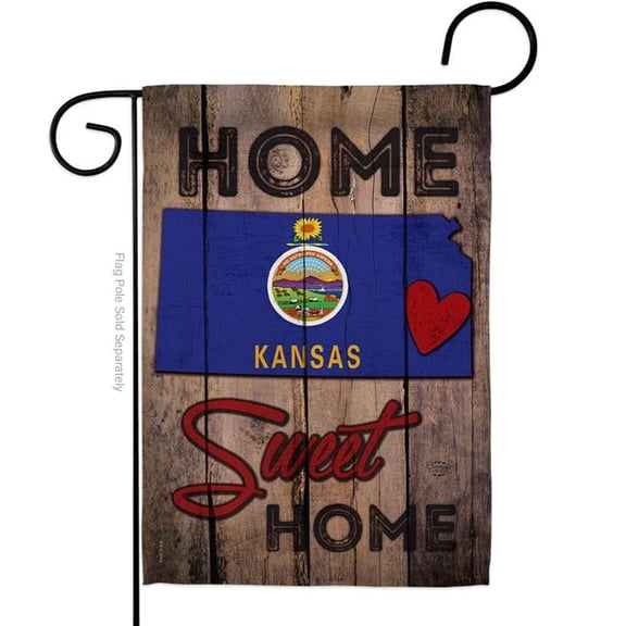 Ornament Collection G191126-BO 13 x 18.5 in. State Kansas Home Sweet American State Vertical Garden Flag with Double-Sided House Decoration Banner Yard Gift