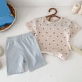 thumbnail image 5 of MEZZALL Girls Outfits Set Summer Casual Toddler Kids Clothes Heart Print T Shirt Striped Shorts Air Conditioning Outfits For Daily Wear For 1-8 Years Old Fashionable Clothing, 5 of 5
