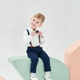 thumbnail image 3 of Rolanko Boys Clothes Set Toddler Gentlemen Wedding Suit Long Sleeve Bowtie Formal Dress Shirts Suspenders Pants Outfits, 3 of 5