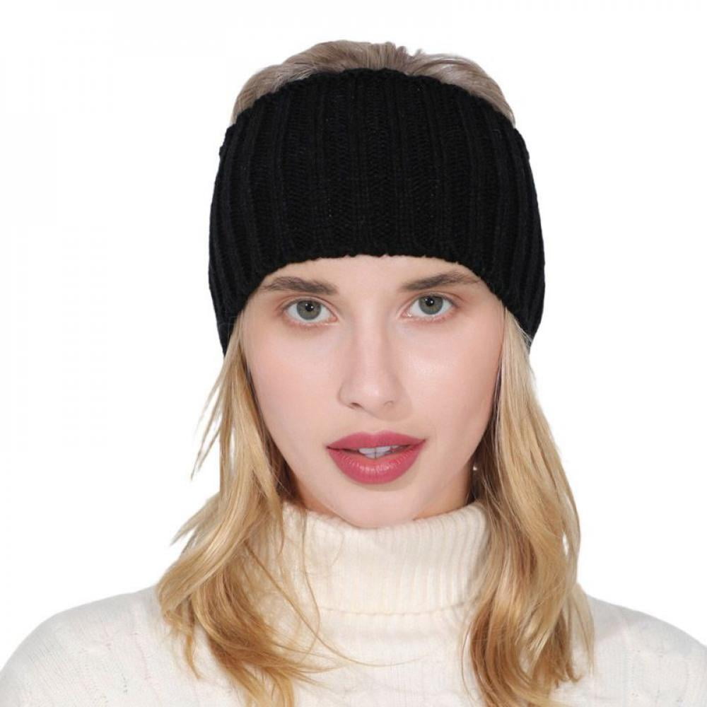 Autumn And Winter New Women'S Knitted Headband Empty Top Ponytail Wool Hat Widened Straight