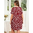 thumbnail image 4 of SHOWMALL Women's V Neck Sleep Shirt Dress – Short Sleeve Lightweight Nightgown with Pocket, Soft Pajama Sleepwear for Lounge & Nightwear, US Size 3X in Red Vintage Floral, 4 of 9