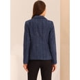 thumbnail image 4 of Disfraz de Halloween Chaqueta de mujer elegante a cuadros de manga larga con solapa frontal abierta de tweed Azul Oscuro M, 4 of 6