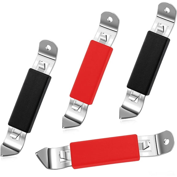Magnetic Bottle Openers Classic Stainless Steel Beer Punch Opener Can Tapper Bottle Opener with Magnet for Refrigerator Camping and Traveling (Red, Black,4 Pieces)