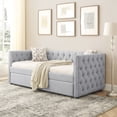 thumbnail image 2 of Twin Size Daybed with Reinforced Frame / Trundle with Smooth Casters for Easy Use, 2 of 5