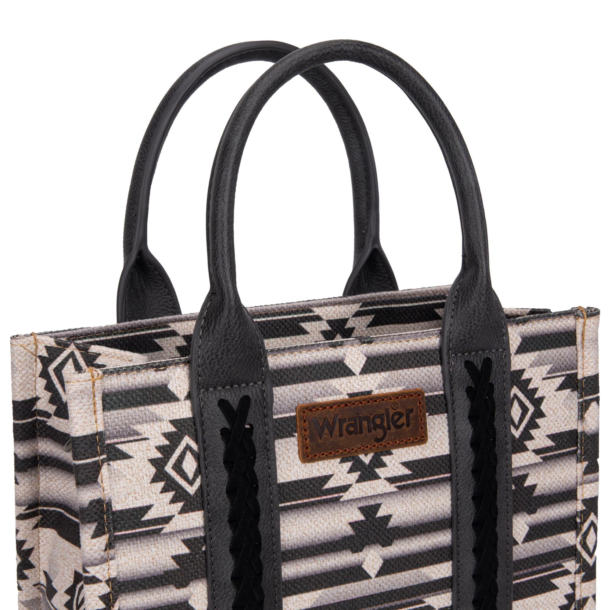Wrangler Aztec Tote Bag for Women Boho Shoulder Purses and Handbags, Black