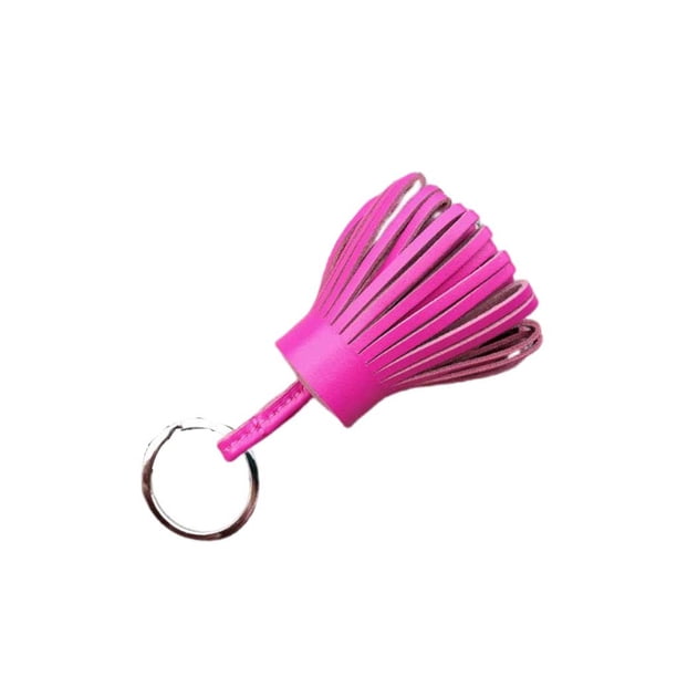 Llavero decorativo Sonducket colgante de cuero borla hecho a mano color Rosa roja