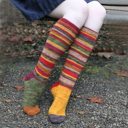 

WOXINDA Cotton Multicolor Women Casual Striped Stockings Socks Socks