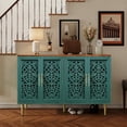 thumbnail image 6 of HLR 47.8" Accent Cabinet with 4 Doors, Vintage Hollow Carving Buffet Cabinet, Sideboards and Buffets with Storage, Credenza for Living Room, Kitchen, Dining Room, Entryway, Hallway, Green, 6 of 7